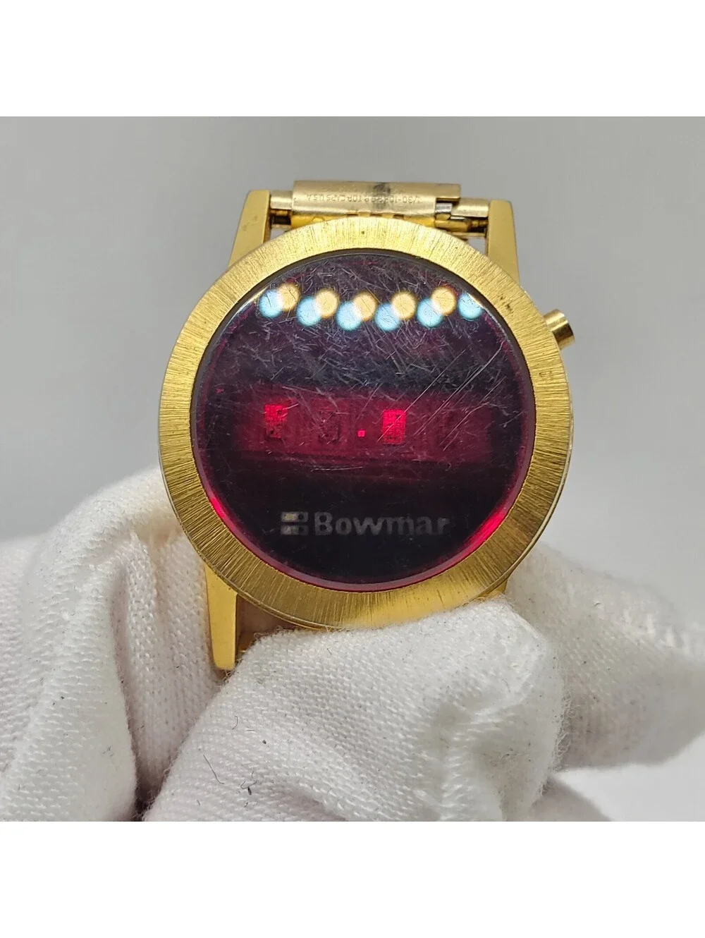 Vintage Bowmar Red Led Womens Watch 25mm Gold Tone For Parts Or Repair